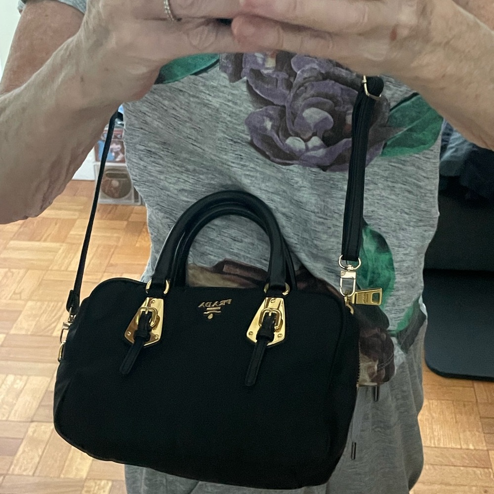 Prada Black Satchel with Gold Hardware with Box and Dust bag - Picture 7 of 9